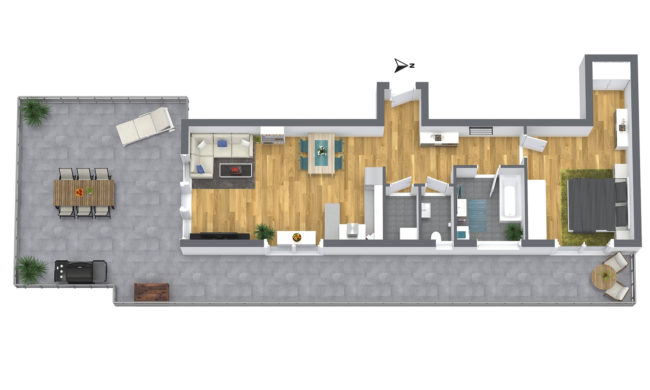 2-Zimmer Dachterrassen-Wohnung